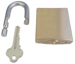 customised padlock with removable shackle fits inside the patented steel shroud
