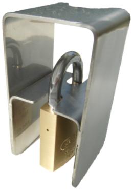 Padlock Cover made from 316 stainless steel stops thieves breaking padlocks